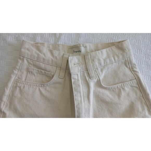 Triarchy Womens Ms Triarchy Jeans Sz 25 Wide Leg Off White Ivory‎ High Rise - Picture 2 of 8